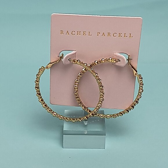 Rachel Hoop Earring | Double-Sided Hoop | Unique Featherwork Rachel Parcell Classic Hoop Earring Hinged Closure Gold Plated Trends Ca…